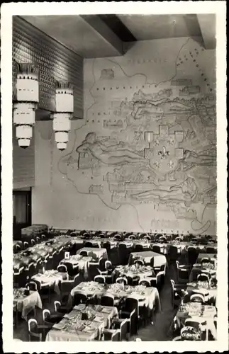 Ak Paquebot Ile de France, Salle à Manger 1res Classes, Dampfschiff, CGT, French Line