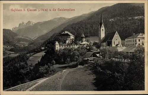 Ak Gufidaun Gudon bei Klausen Chiusa Südtirol, Panorama mit Gaislerspitzen
