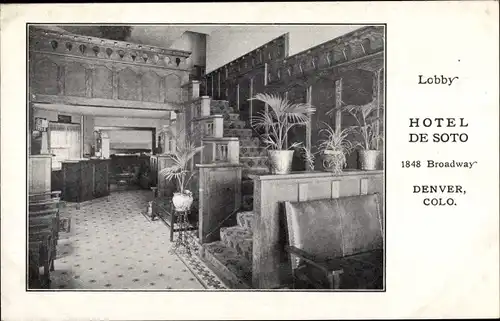 Ak Denver Colorado USA, Hotel de Soto, Lobby