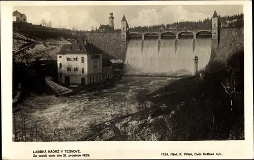 Ak Dvůr Králové nad Labem Königinhof Region Königgrätz, Talsperre Těšnov, Les Království