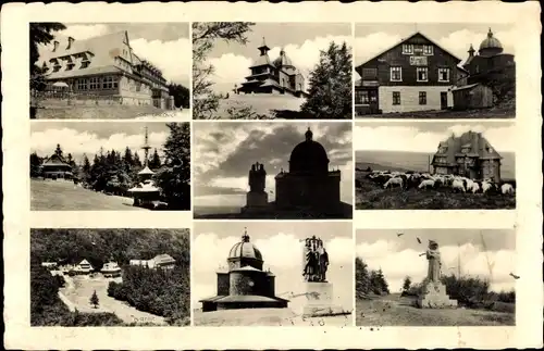 Ak Pustevny Pustevně na Radhošti Pustewny Reg. Zlin, Ortsansichten, Denkmal, Hotel