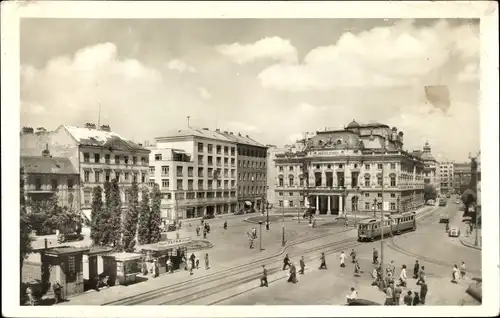 Ak Pressburg Bratislava Slowakei, Hviezdoslavovo námestie, Straßenbahn