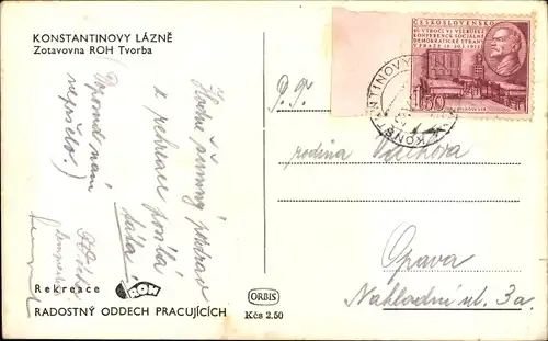 Ak Konstantinovy Lázně Konstantinsbad Region Pilsen, Zotavovna ROH Tvorba