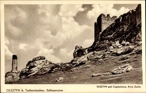 Ak Olsztyn Schlesien, Schlossruine