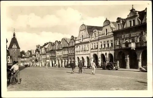 Ak Domažlice Taus Region Pilsen, Straßenpartie, Hotel Kresl