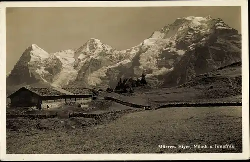 Ak Mürren Kanton Bern Schweiz, Eiger, Mönch und Jungfrau