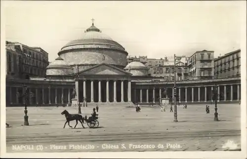 Ak Napoli Neapel Campania, Piazza Plebiscito, Chiesa S. Francesco da Paola