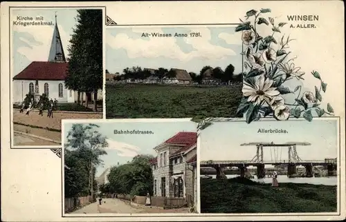 Ak Winsen an der Aller, Kirche, Kriegerdenkmal, Ansicht anno 1781, Bahnhofstraße, Allerbrücke