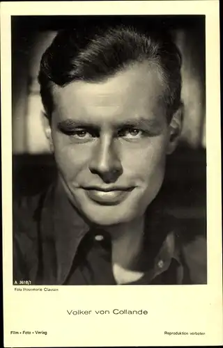 Ak Schauspieler Volker von Collande, Portrait