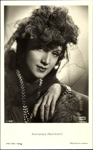 Ak Schauspielerin Annelies Reinhold, Portrait