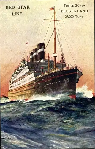 Künstler Ak Dampfer Belgenland, Red Star Line, RSL