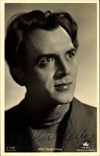 Ak Schauspieler Will Quadflieg, Portrait, Ross A 3143/2, Autogramm