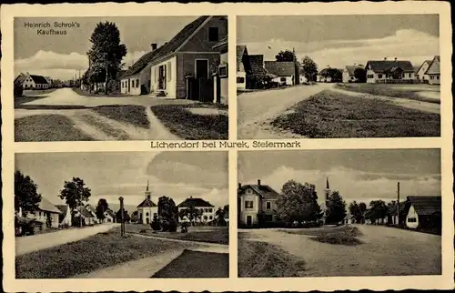 Ak Lichendorf Murfeld Steiermark, Kaufhaus, Kirche, Ortsansichten