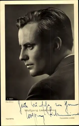 Ak Schauspieler Wolfgang Liebeneiner, Profilansicht, Autogramm
