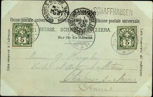 Mondschein Litho Schaffhausen Stadt Schweiz, Blick auf Stadt, Wasserfall, Brücke