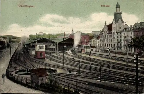 Ak Schaffhausen Stadt Schweiz, Bahnhof, Gleisansicht