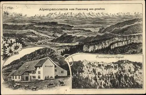 Ak Kanton Solothurn, Alpenpanorama vom Passwang aus, Wirtschaft, Aussichtspunkt