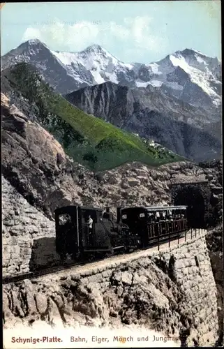 Ak Schynige Platte Kanton Bern, Zahnradbahn, Eiger, Mönch, Jungfrau