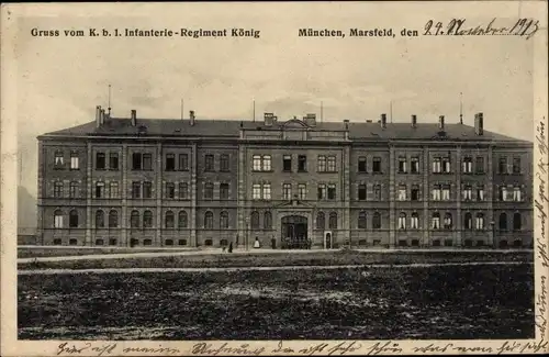 Ak Marsfeld München, Kaserne b. 1. Infanterie-Regiment König