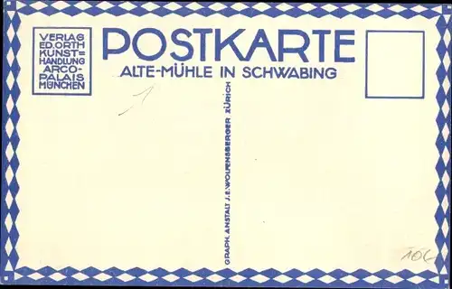 Künstler Ak Schlatter, E. E., Schwabing München Bayern, Alte Mühle