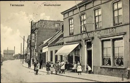 Ak Terneuzen Zeeland Niederlande, Westkolkstraat, Cafe de Gentsche Vaart