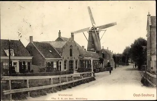 Ak Oost Souburg Zeeland Niederlande, Weststraat, Windmühle