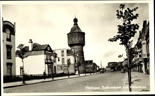 Ak Vlissingen Zeeland Niederlande, Badhuisstraat met Watertoren