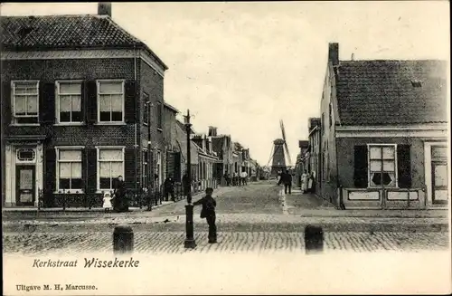 Ak Wissekerke Zeeland Niederlande, Windmühle, Kerkstraat