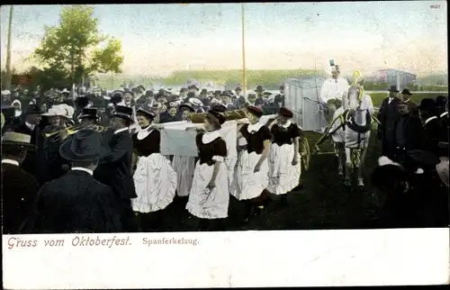 Ak München, Oktoberfest, Spanferkelzug