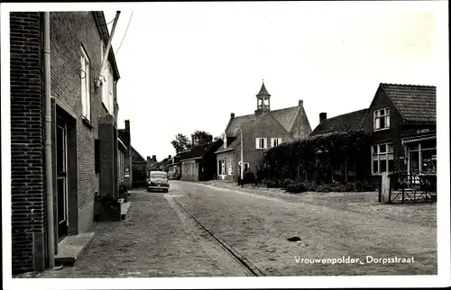 Ak Vrouwenpolder Walcheren Zeeland Niederlande, Dorpsstraat