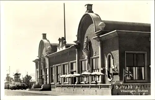 Ak Vlissingen Zeeland Niederlande, Station, Gasthaus, Terrasse, Fahne