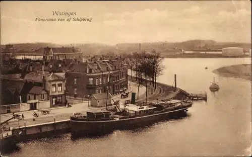 Ak Vlissingen Zeeland Niederlande, Panorama van af Shipbrug