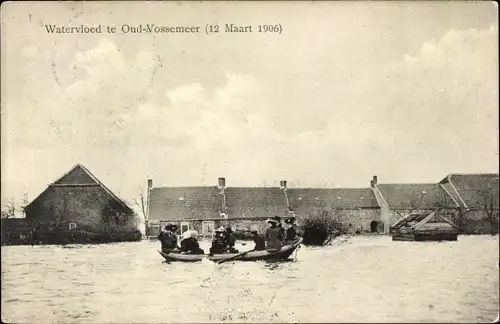 Ak Oud Vossemeer Zeeland Niederlande, überschwemmter Ort, 12. März 1906