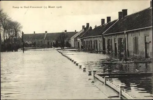 Ak Oud Vossemeer Zeeland Niederlande, Ramp te Oud Vossemeer, Überschwemmung 13. Maart 1906