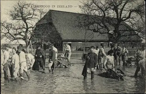 Ak Oud Vossemeer Zeeland Niederlande, Watersnood, 13. Maart 1906