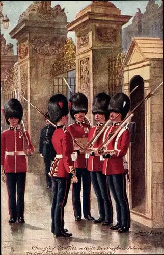 Künstler Ak Payne, Harry, Coldstream Guards changing Sentries outside Buckingham Palace, Tuck