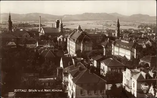 Ak Zittau in Sachsen, Blick von der katholischen Kirche