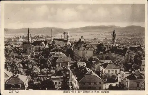 Ak Zittau in Sachsen, Blick von der katholischen Kriche