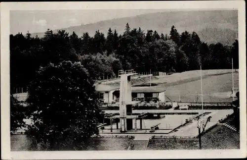 Ak Friedrichroda in Thüringen, Schwimmbad mit Sprungturm