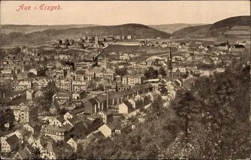 Ak Aue im Erzgebirge Sachsen, Panoramablick über die Stadt