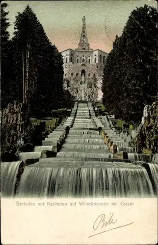 Ak Bad Wilhelmshöhe Kassel in Hessen, Herkules und Kaskaden