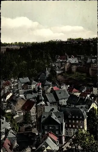 Ak Monschau Montjoie in der Eifel, Teilansicht mit Burg und Rur