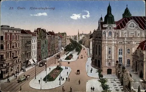Ak Köln am Rhein, Hohenstaufenring, Straßenbahnen