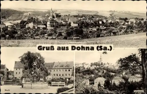 Ak Dohna in Sachsen, Panorama, Teilansicht, Markt