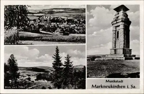 Ak Markneukirchen im Vogtland, Aussichtsturm, Blick nach Osten, Blick auf die Stadt