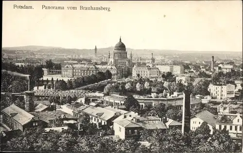 Ak Potsdam in Brandenburg, Panorama vom Brauhausberg, Nikolaikirche