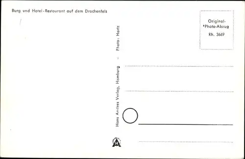 Ak Königswinter am Rhein, Drachenfels, Burg- und Hotel-Restaurant