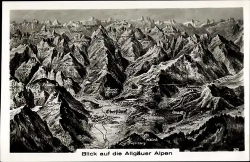 Ak Oberstdorf im Oberallgäu, Blick auf die Allgäuer Alpen