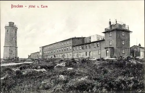 Ak Brocken Nationalpark Harz, Hotel und Turm