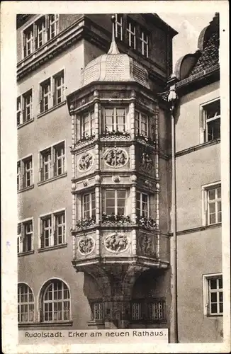 Ak Rudolstadt in Thüringen, Erker am neuen Rathaus